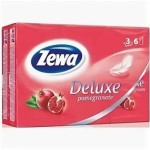 Платки носовые одноразовые, Zewa (Зева) 6х10 шт Делюкс гранат трехслойные спайка